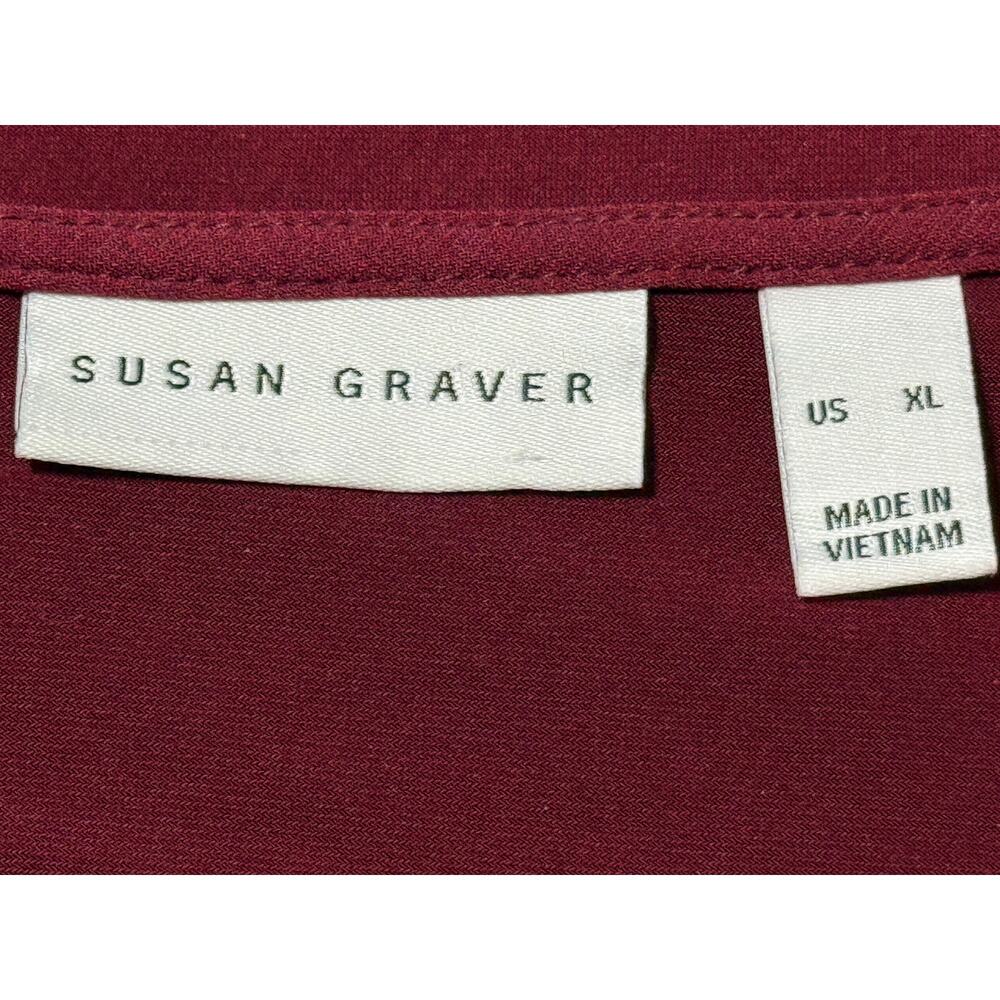Susan Graver Liquid Knit Merlot Long Sleeve Blouse, Size XL - Picture 4 of 5